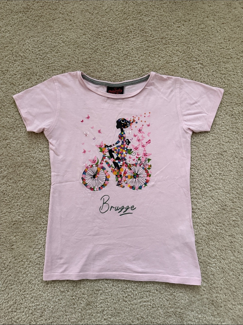 Girls Pink Brugge Bicycle Graphic Tee